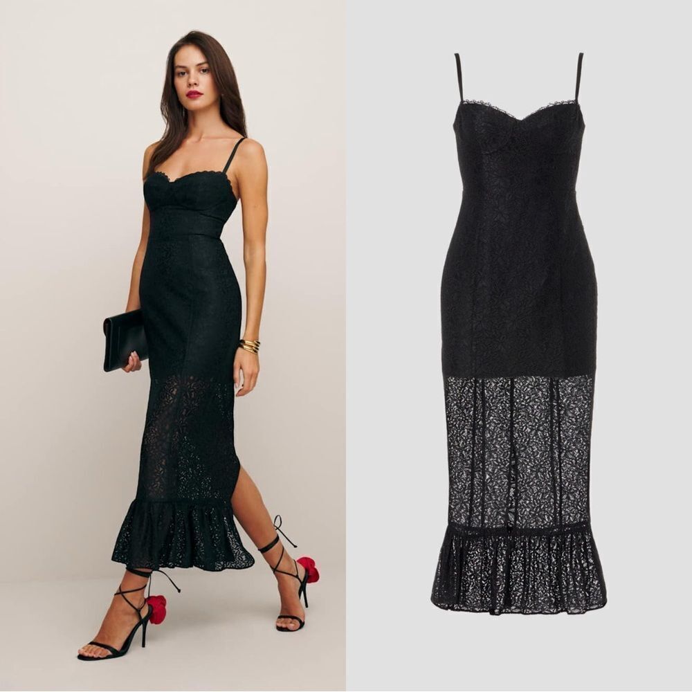 NEW REFORMATION Canice Dress In Black Lace